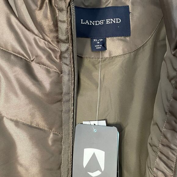 Lands' End Down Puffer Vest Men's Size XL NEW Brown Zip Up Outdoor Winter Warm - Picture 3 of 6
